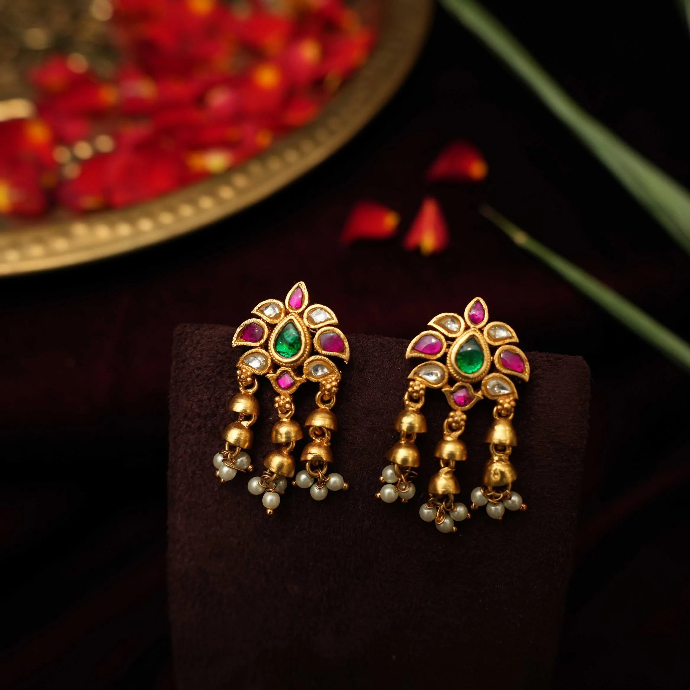 Vennila Antique Earring - White & Pink