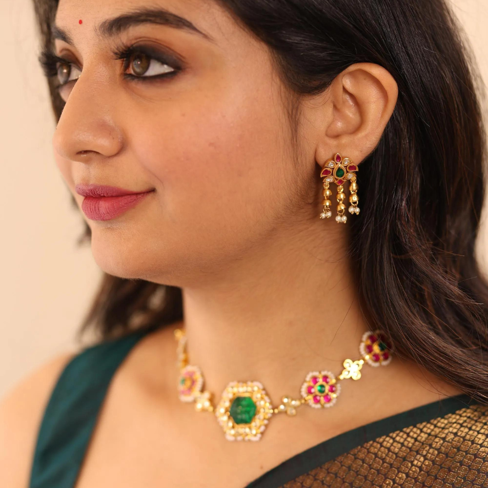 Vennila Antique Earring - White & Pink