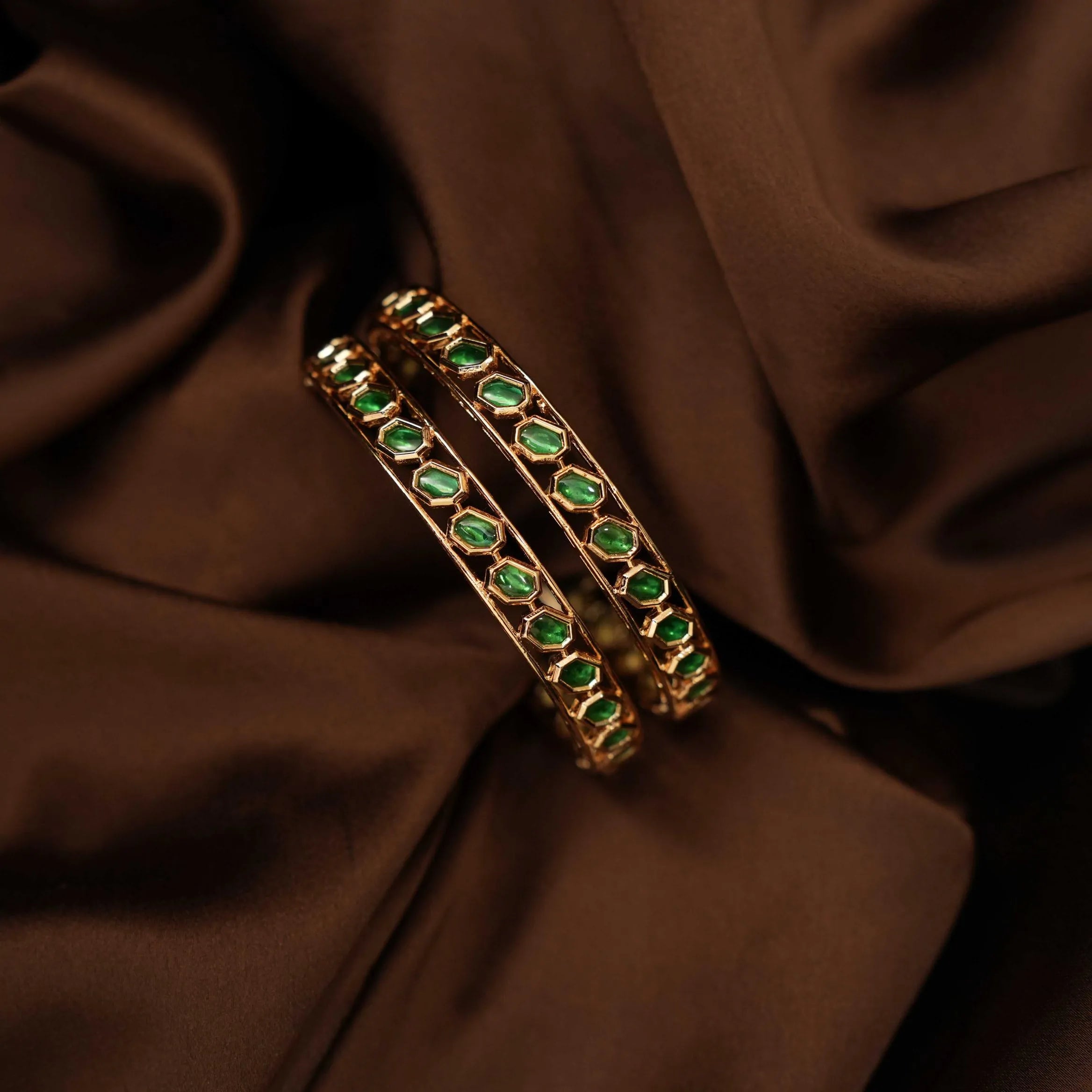 Vidushi Polki Bangles - Green