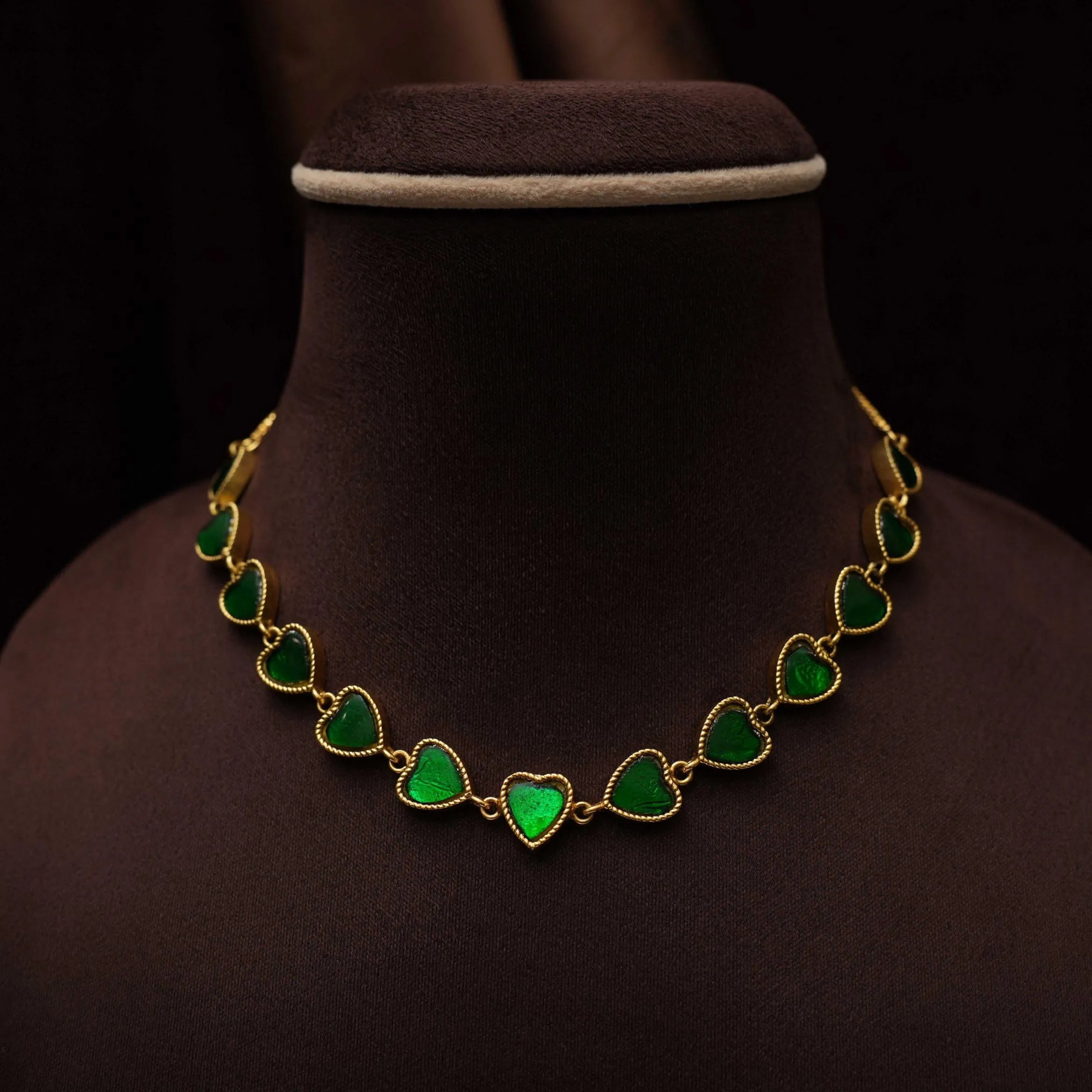 Viha Polki Minimal Necklace - Green