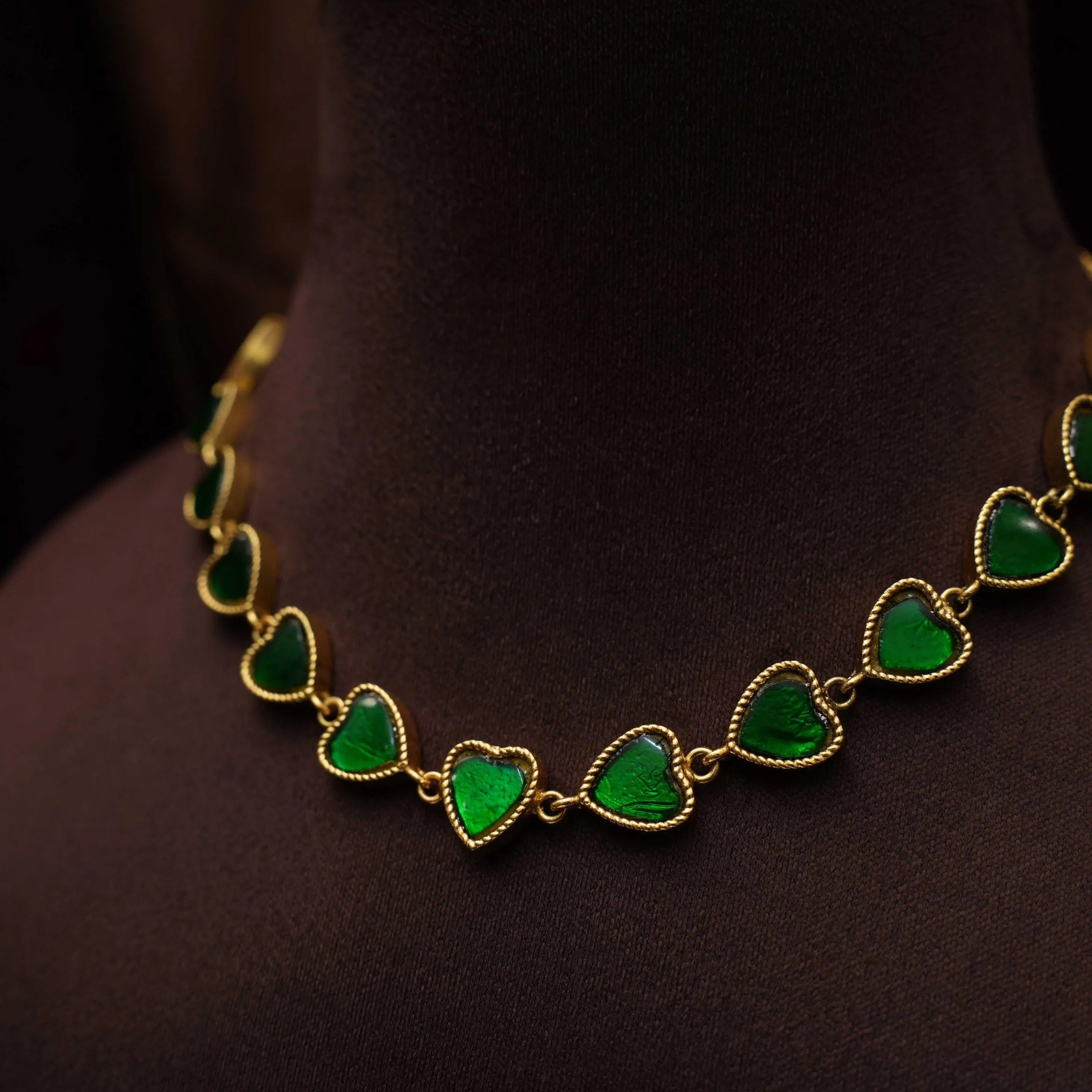 Viha Polki Minimal Necklace - Green