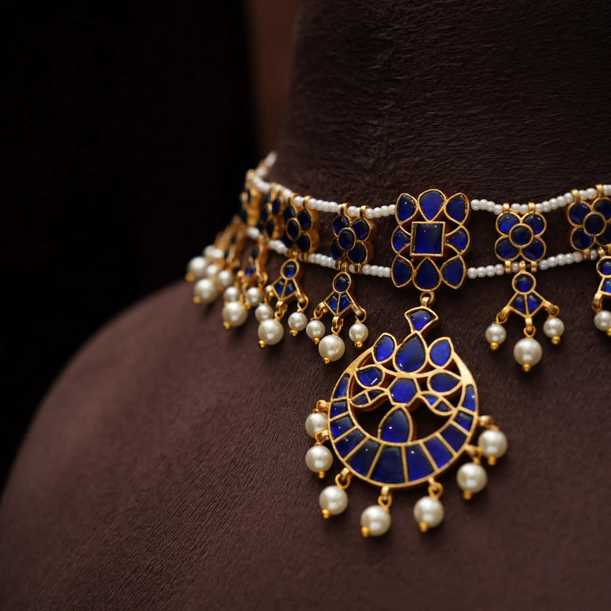 Vihanika Polki Necklace - Blue