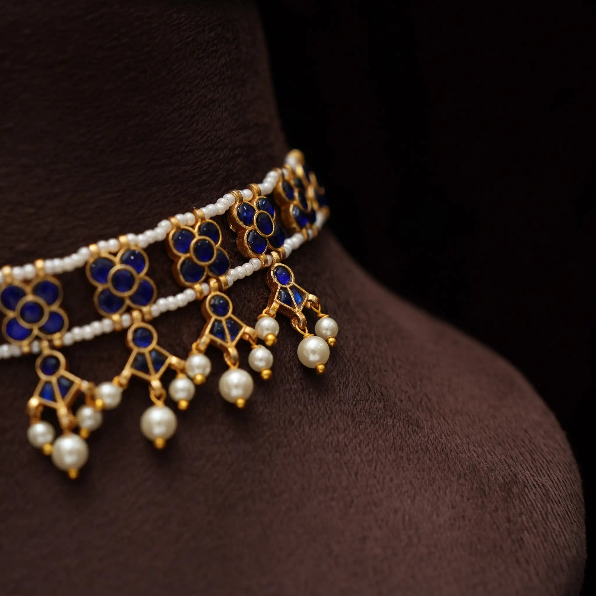 Vihanika Polki Necklace - Blue