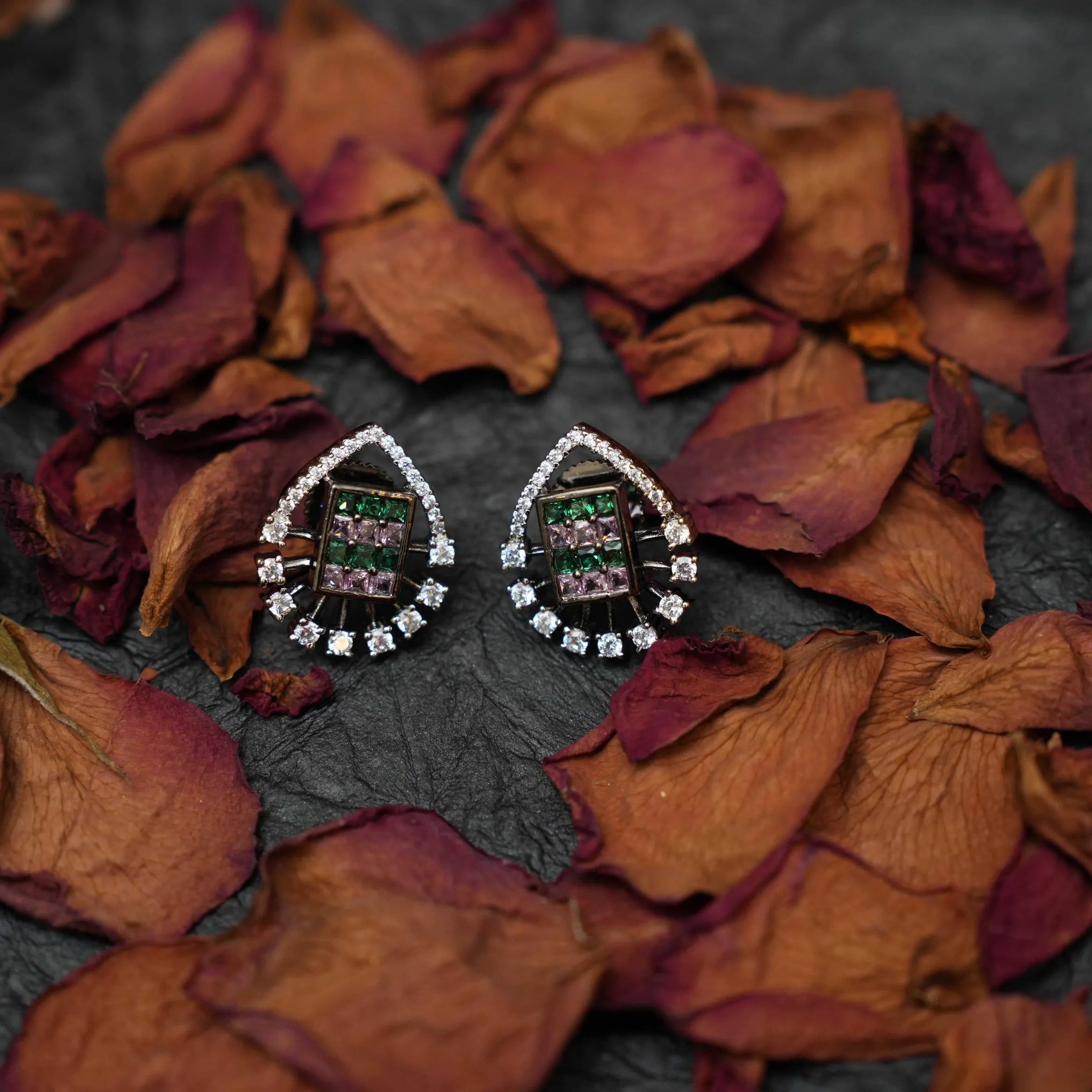 Vineka Zircon Ear Stud - Multicolor