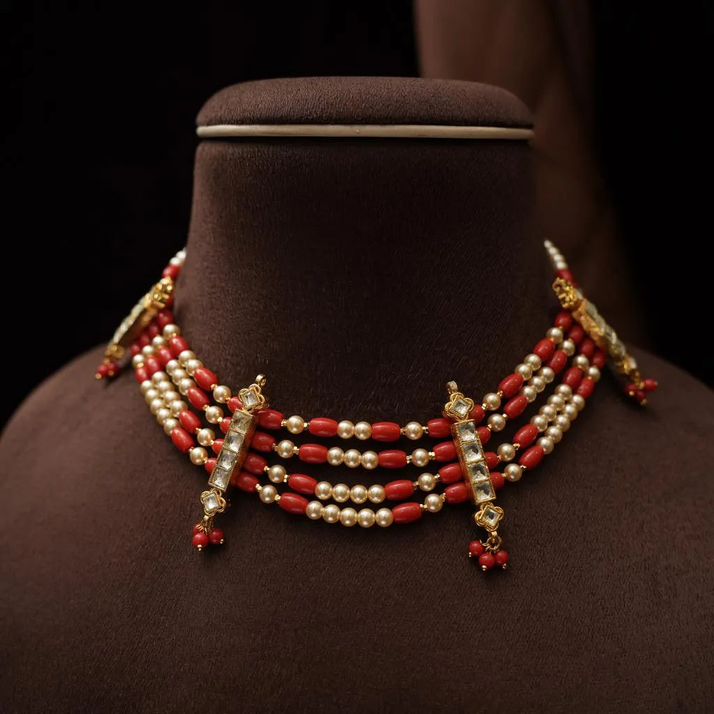 Vismaya Beaded Coral Choker