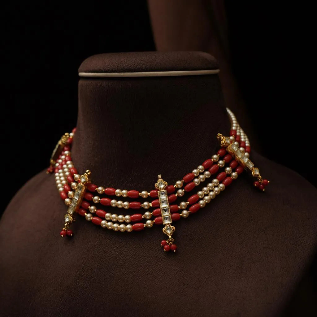Vismaya Beaded Coral Choker