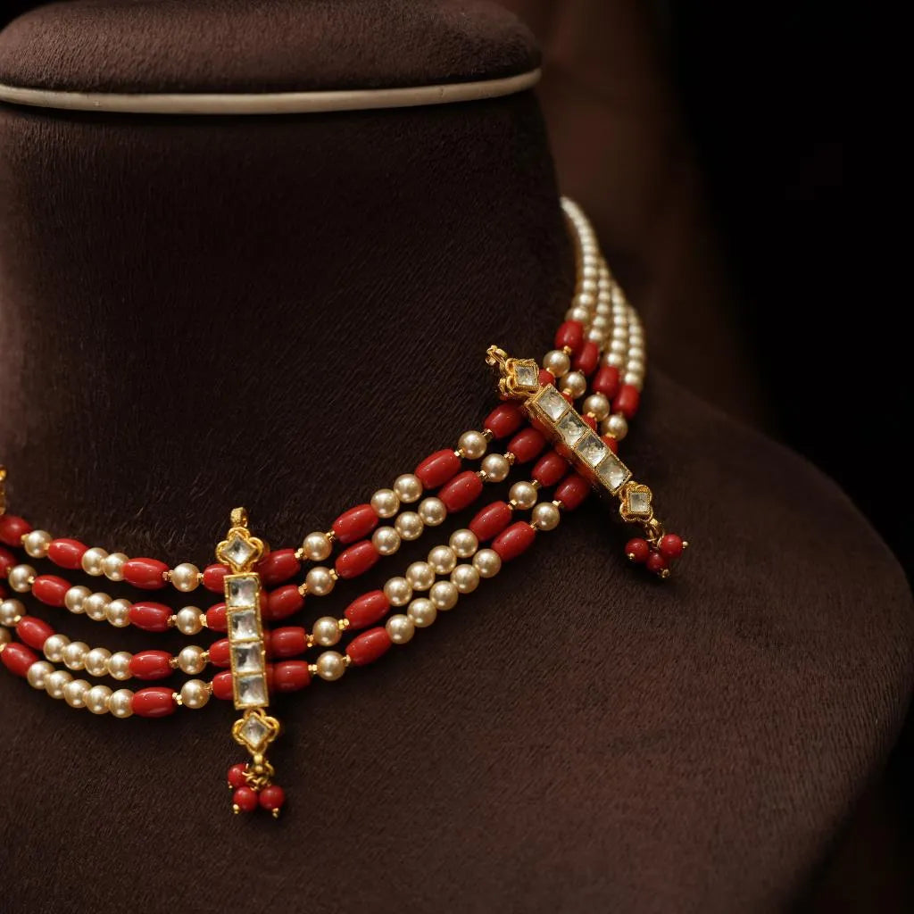 Vismaya Beaded Coral Choker