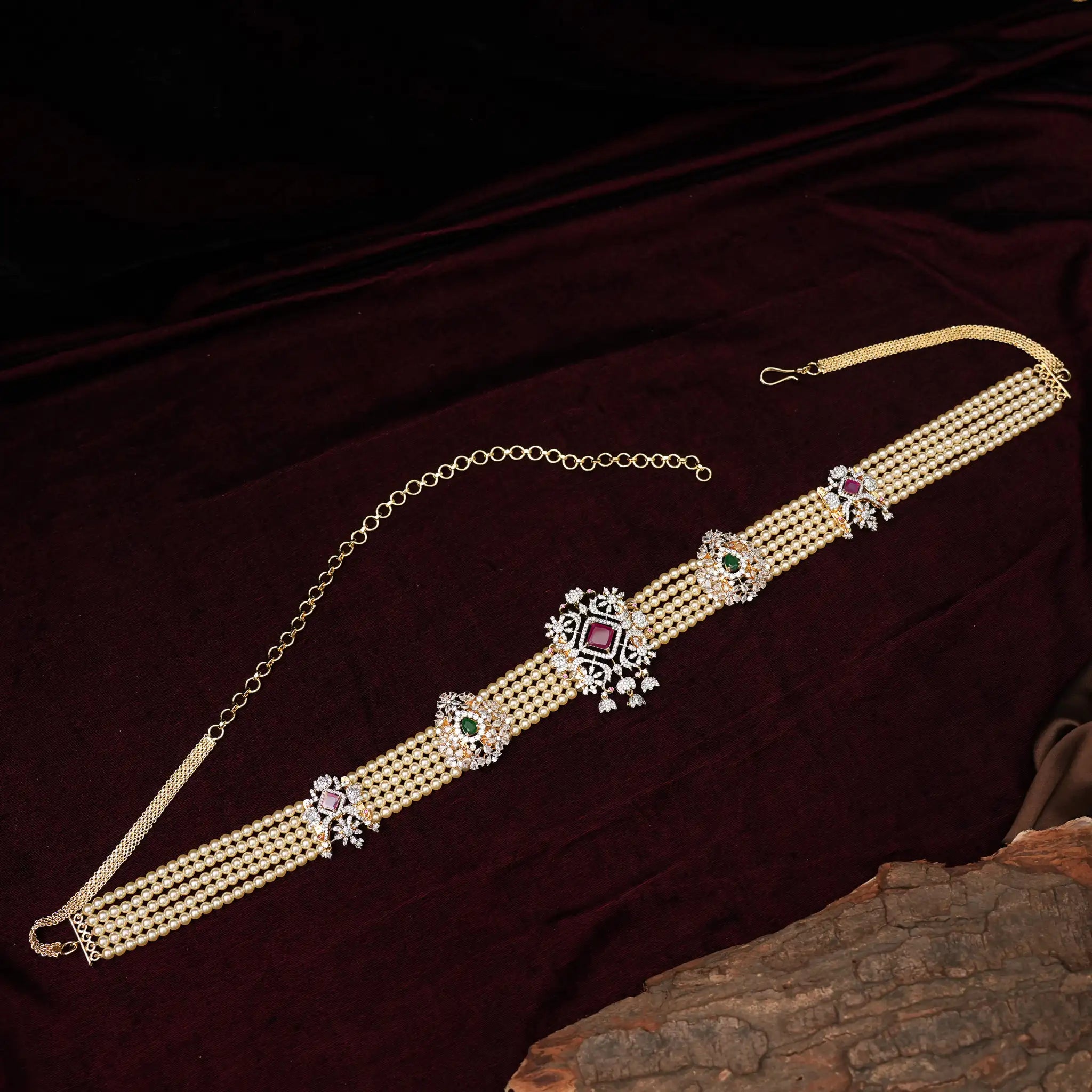 Wasila Pearl Zircon Hip Belt
