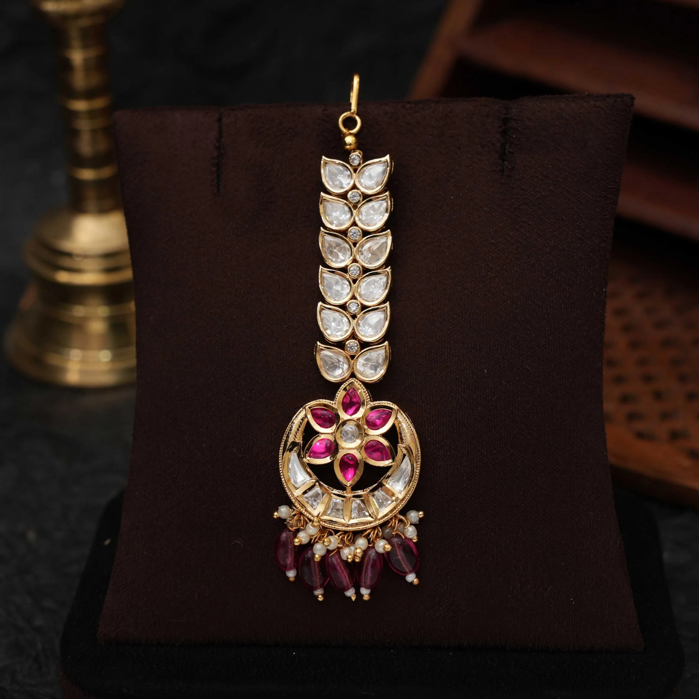 Yash Polki Tikka - Reddish Pink