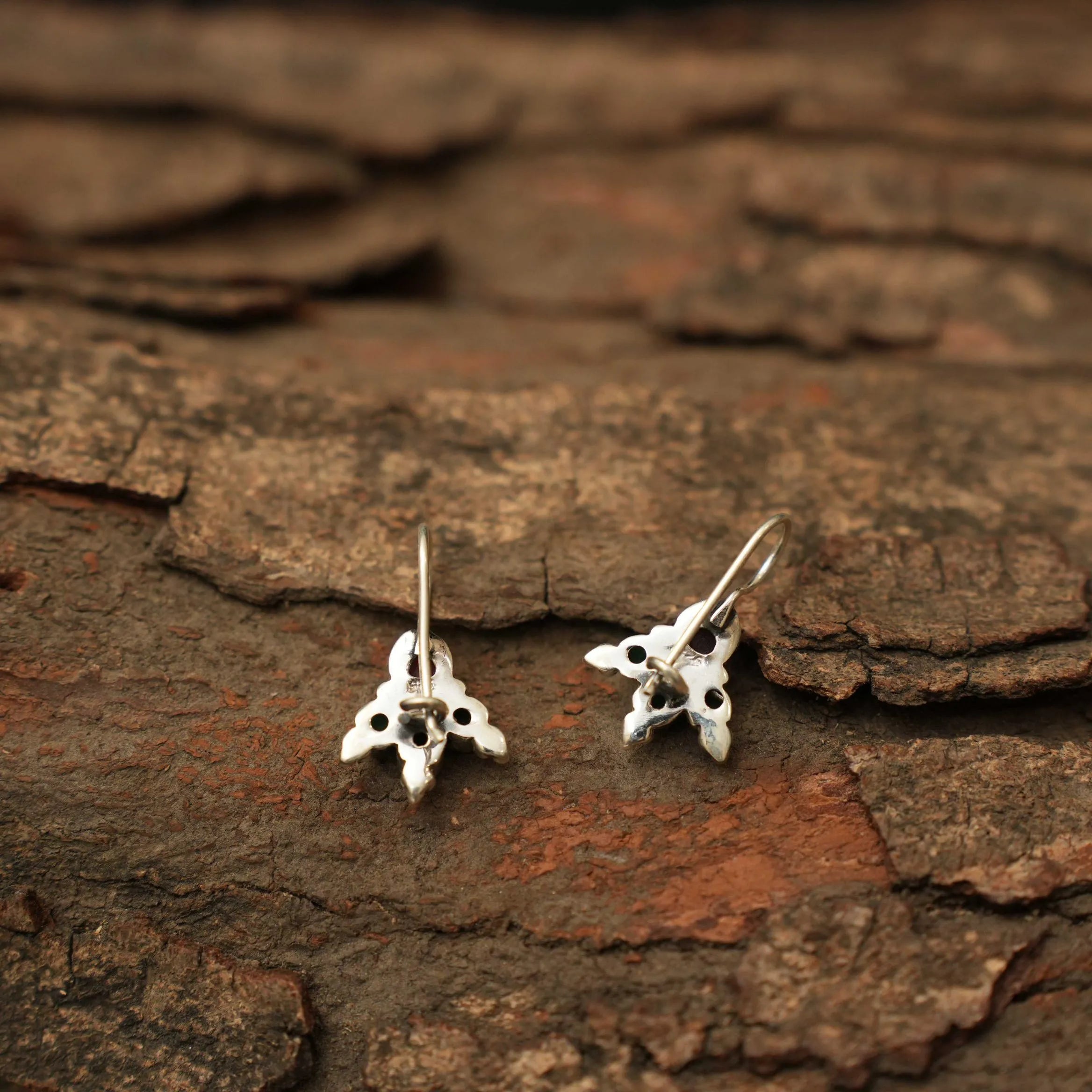 Yavana Silver Oxidised Earrings - Green