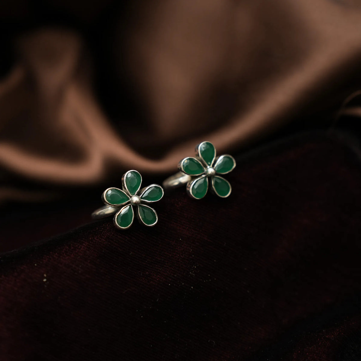 Zavya Silver Toe Ring - Green
