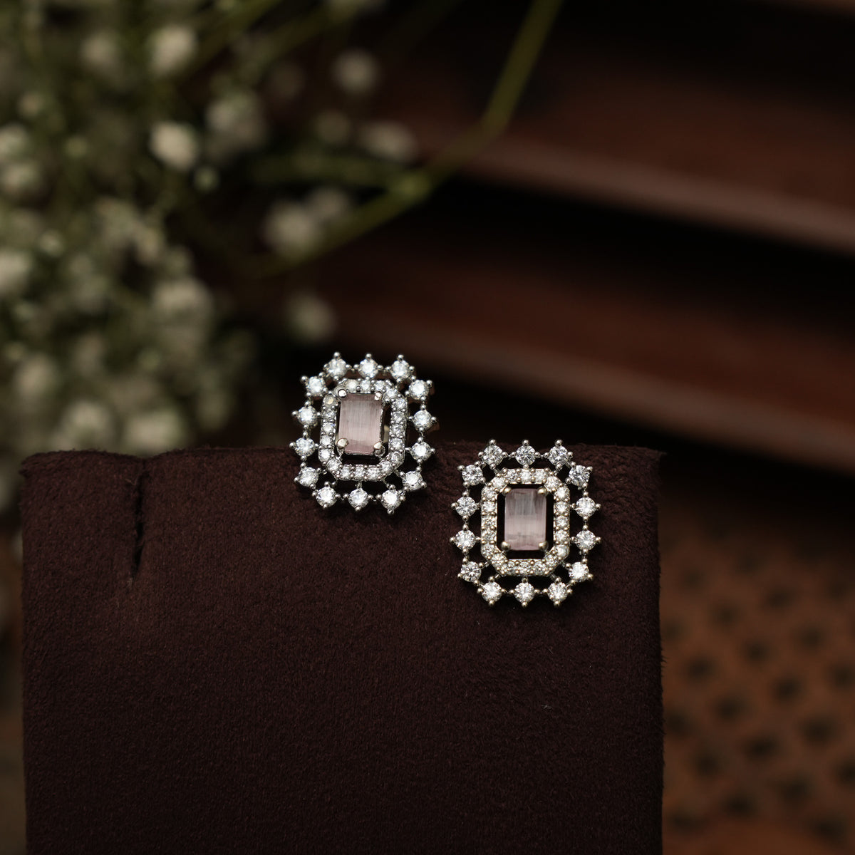 Ziana Zircon Ear Stud - Pastel Pink