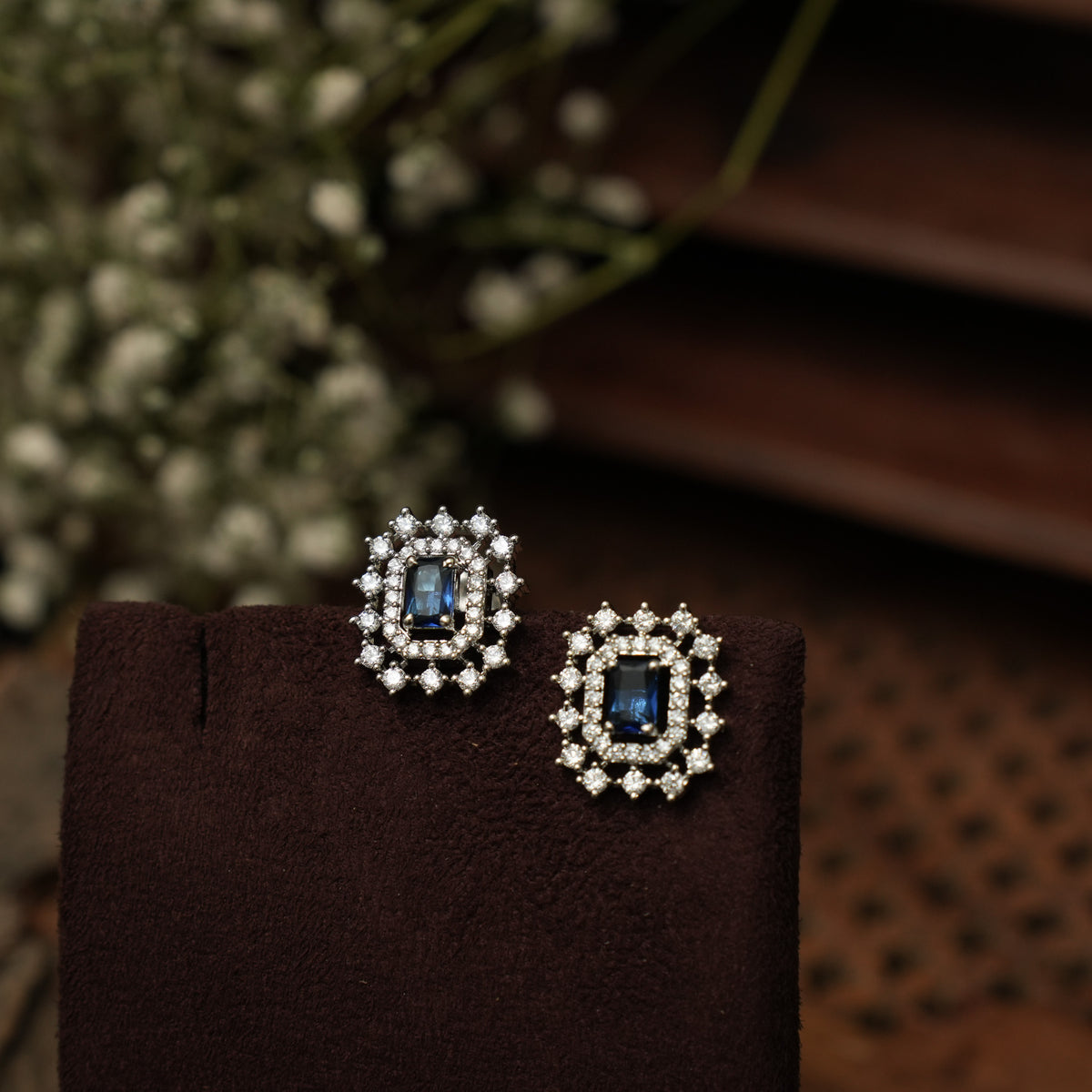 Ziana Zircon Ear Stud - Royal Blue