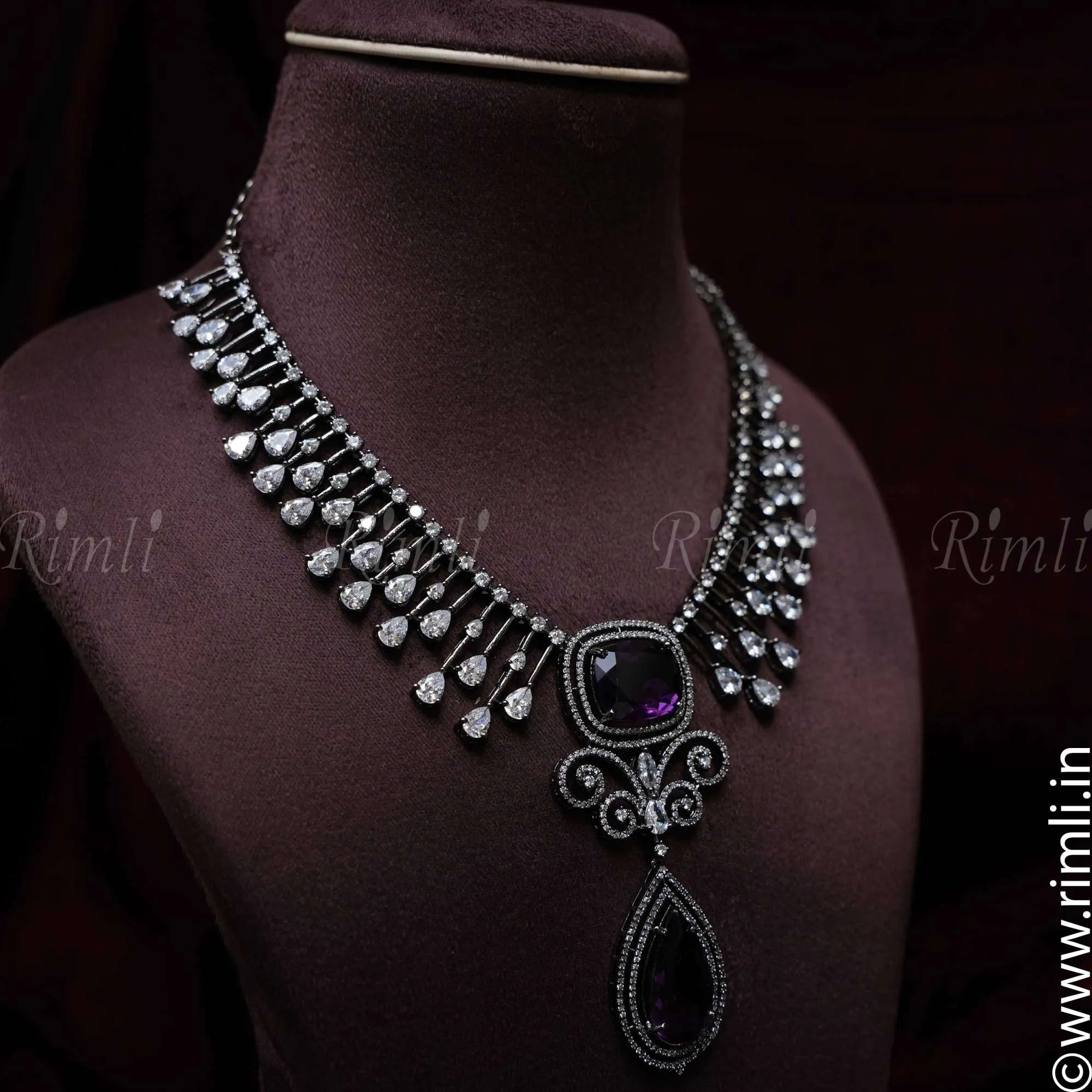 Dharika D'Design Necklace - Purple - Rimli Boutique