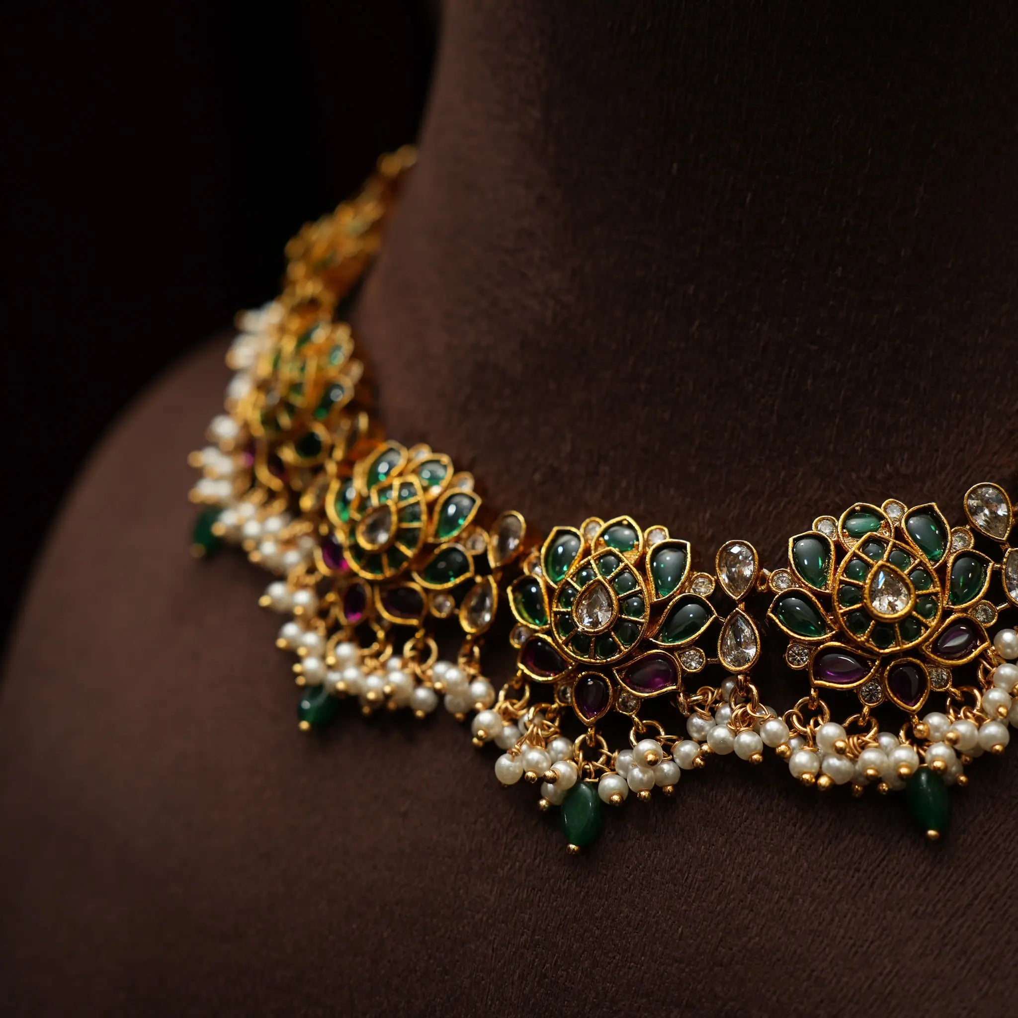 Zuri Polki Necklace - Green