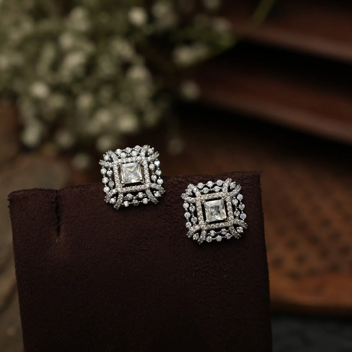 Zyra Zircon Ear Stud - White
