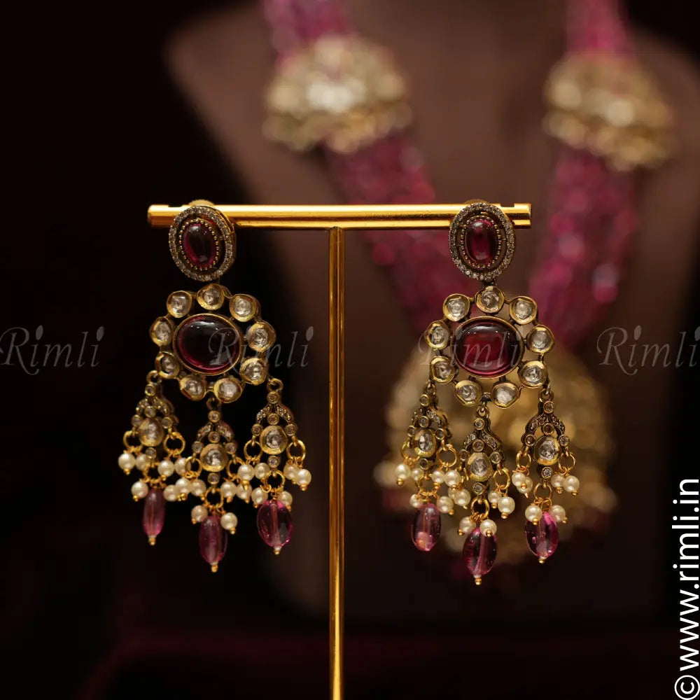 Adesha Victorian Beaded Necklace - Pink - Rimli Boutique