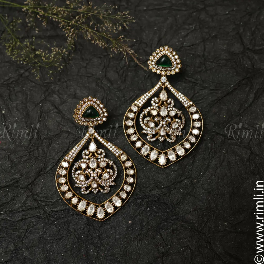 Anvika Victorian Earrings - Green - Rimli Boutique