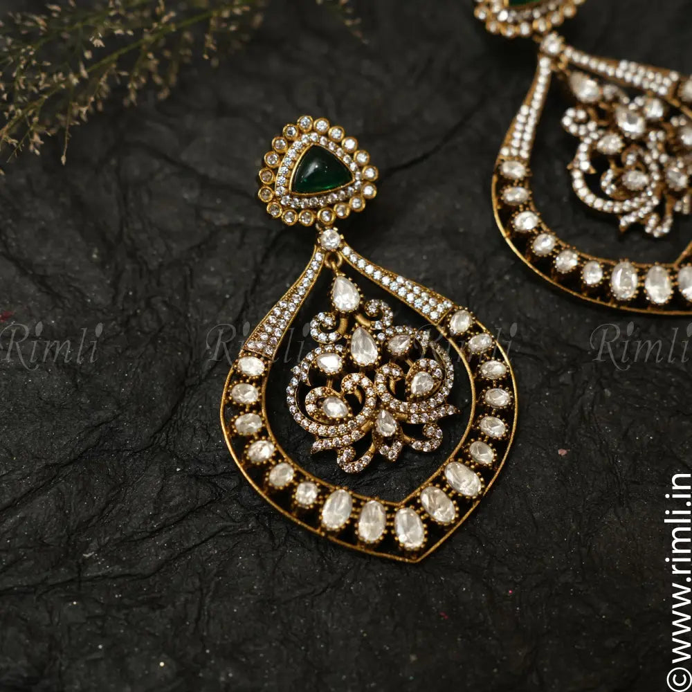 Anvika Victorian Earrings - Green - Rimli Boutique