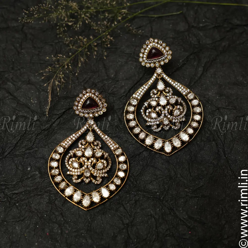 Anvika Victorian Earrings - Red - Rimli Boutique