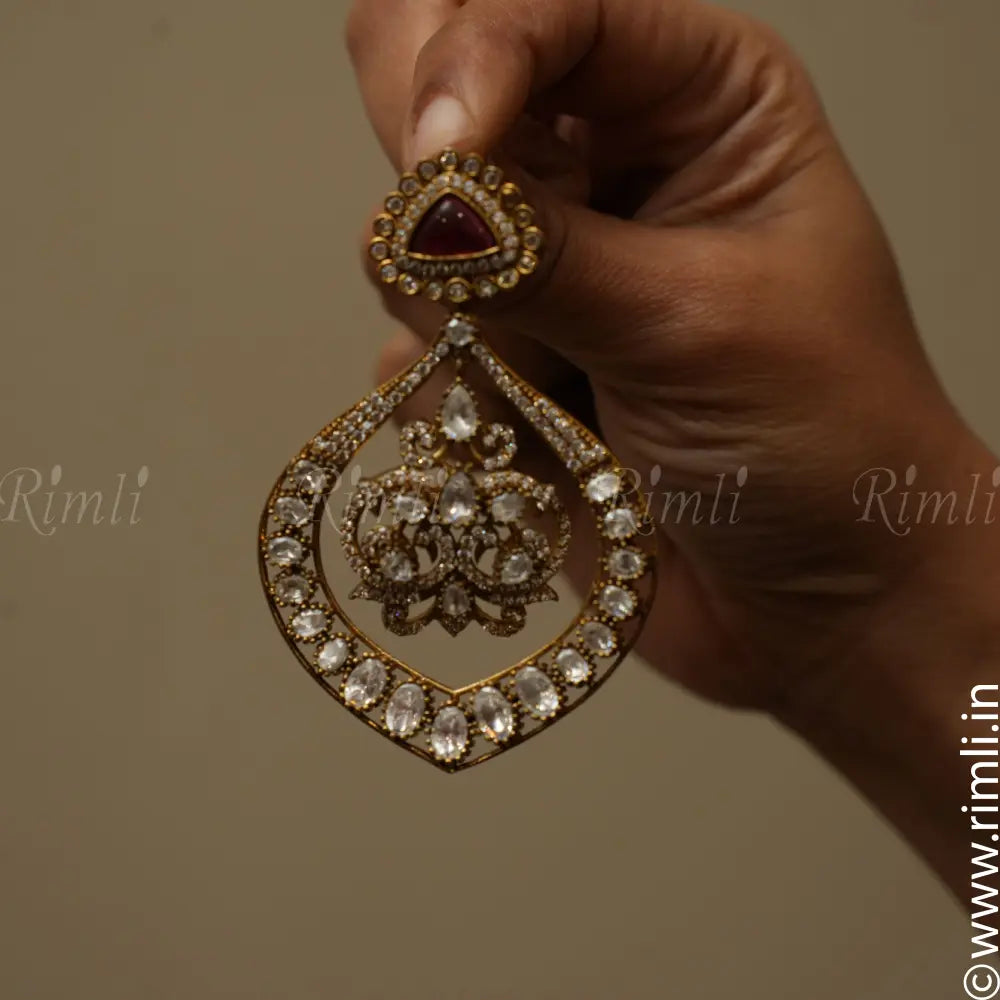 Anvika Victorian Earrings - Red - Rimli Boutique