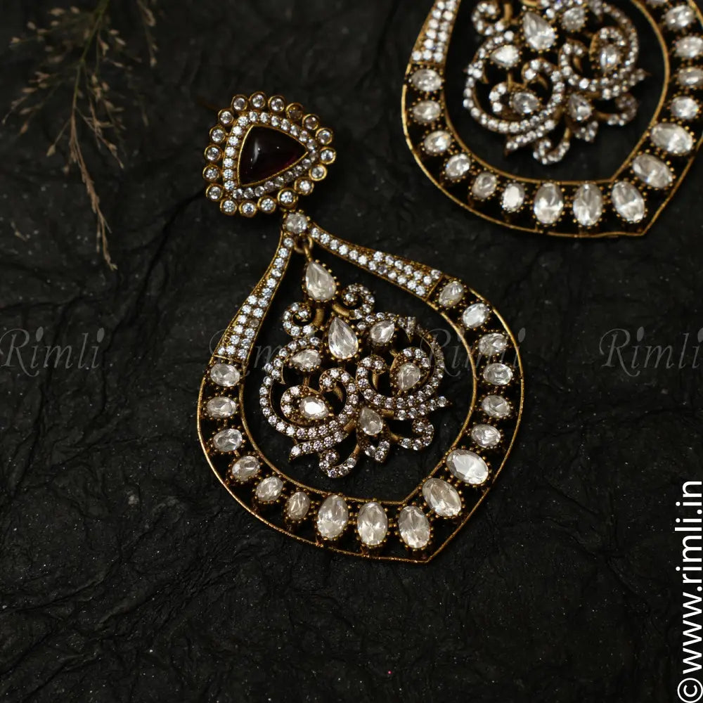 Anvika Victorian Earrings - Red - Rimli Boutique