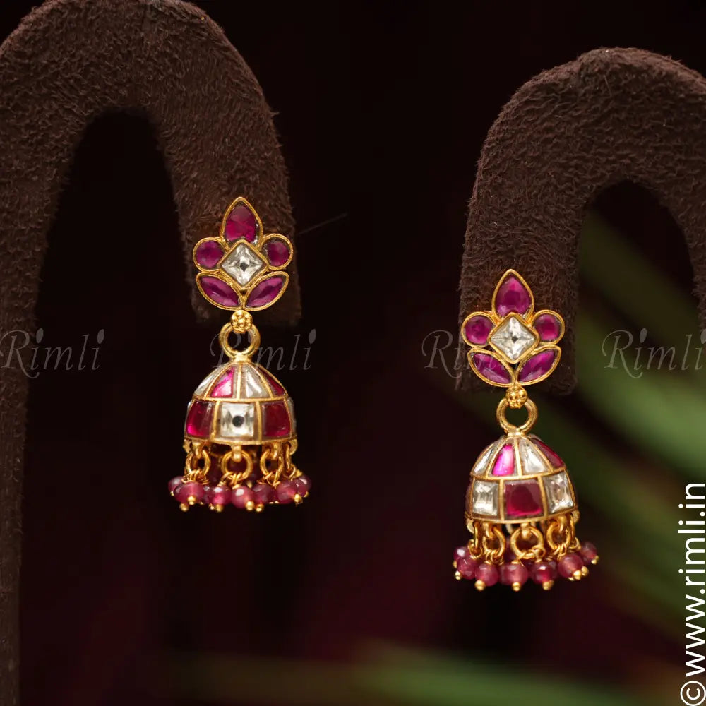 Bindiya Silver Jhumka - Red - Rimli Boutique