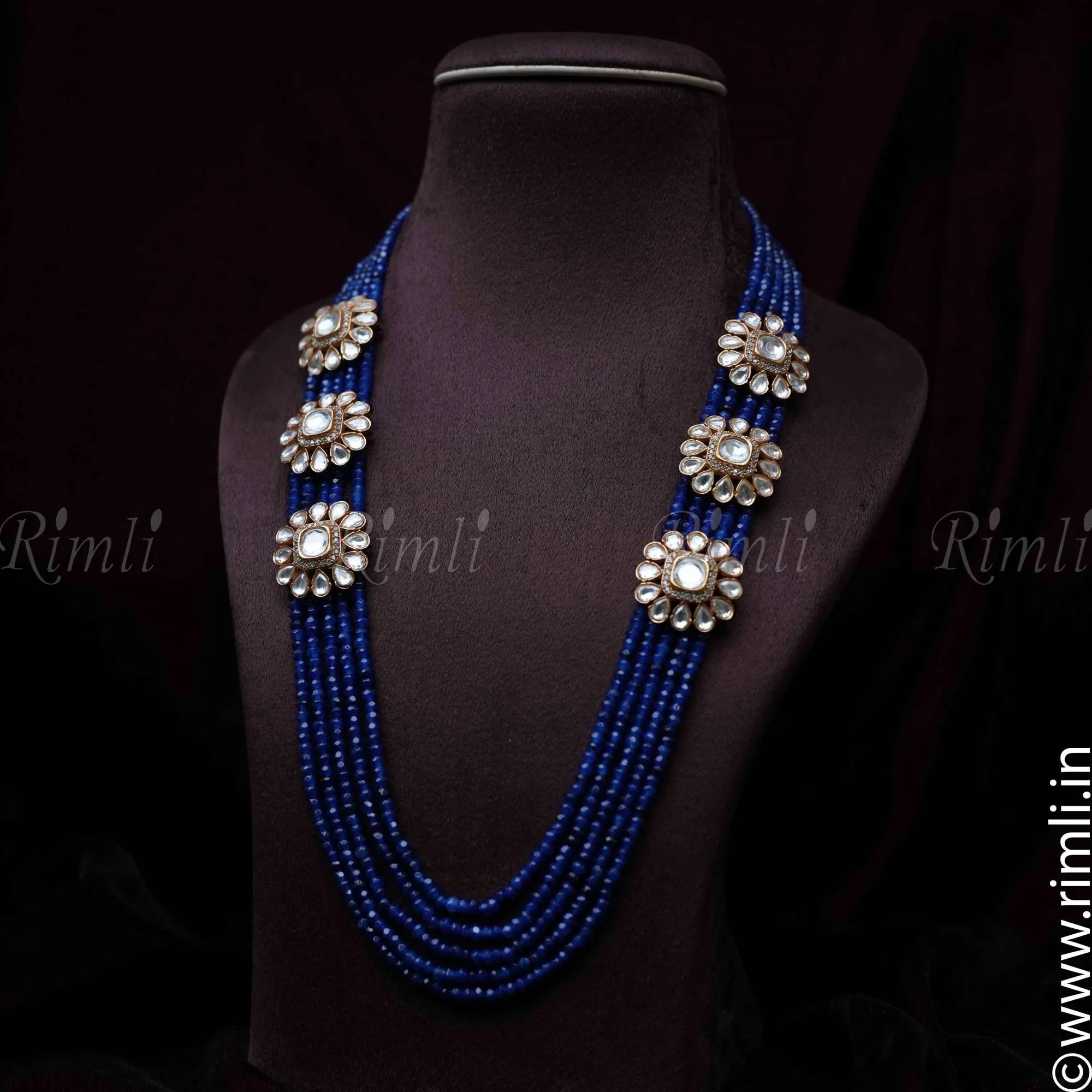 Neesha Kundan Necklace - Blue - Rimli Boutique