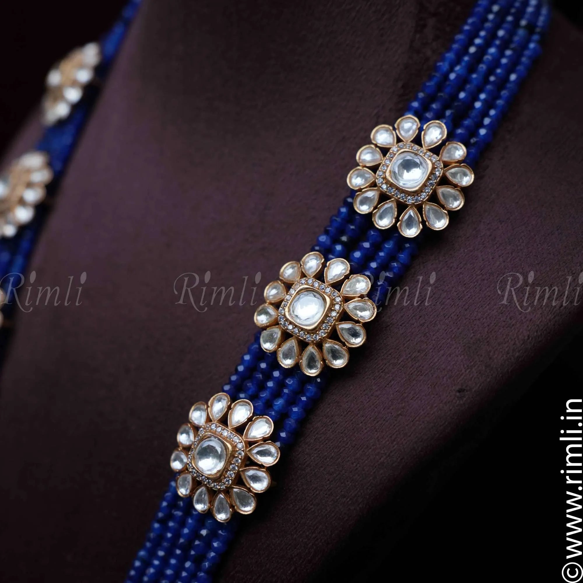 Neesha Kundan Necklace - Blue - Rimli Boutique