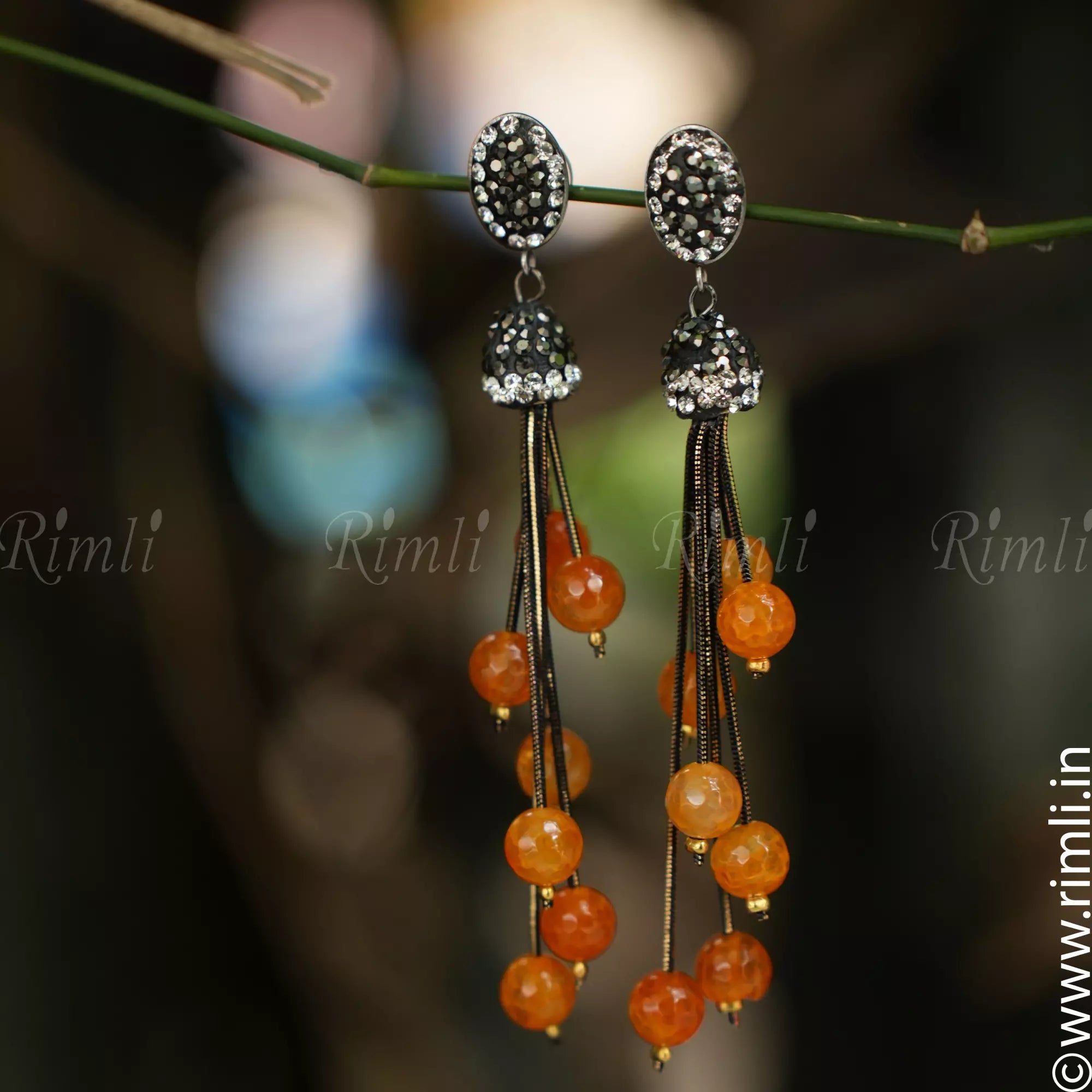 Abhaya Designer Earrings - Burnt Orange - Rimli Boutique