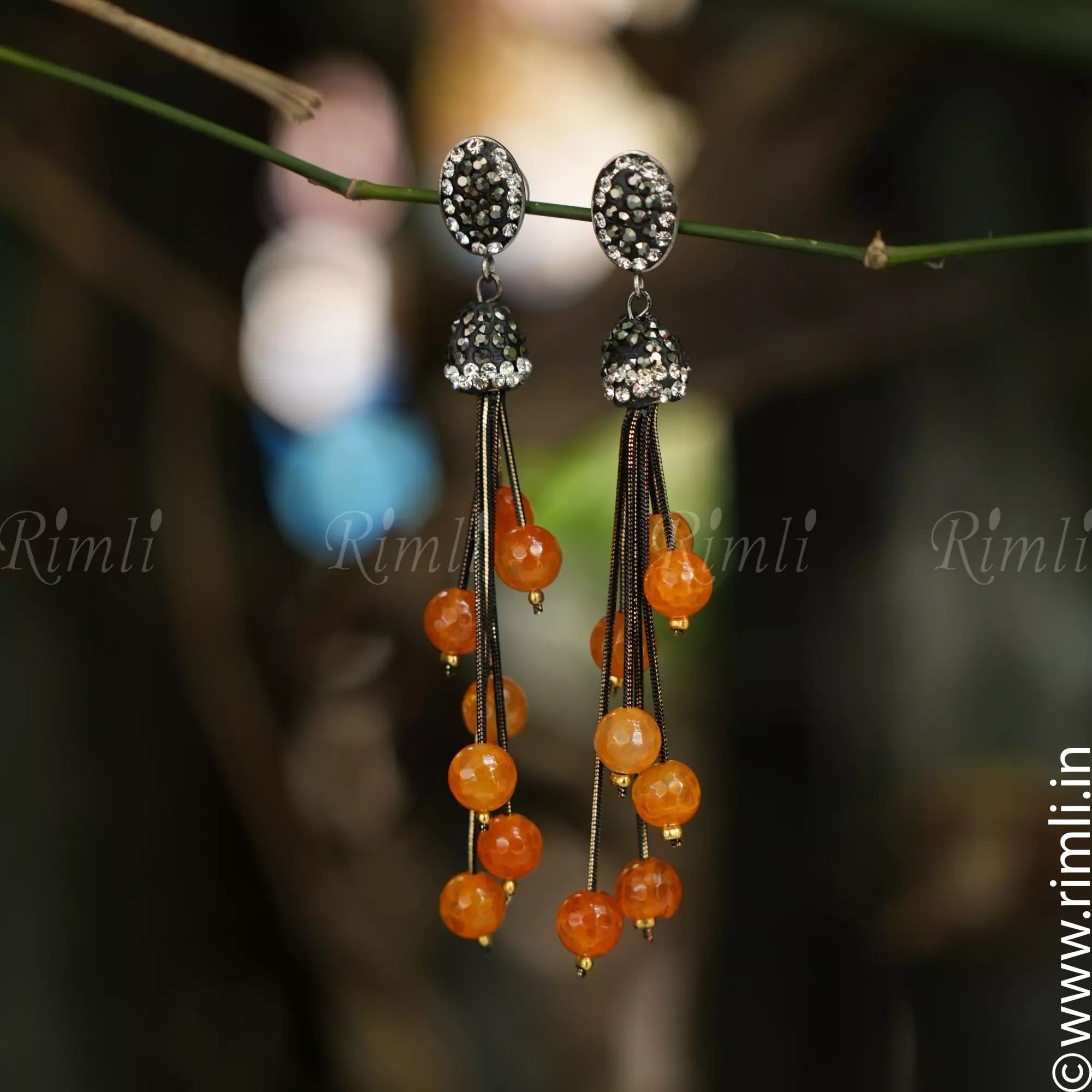 Abhaya Designer Earrings - Burnt Orange - Rimli Boutique