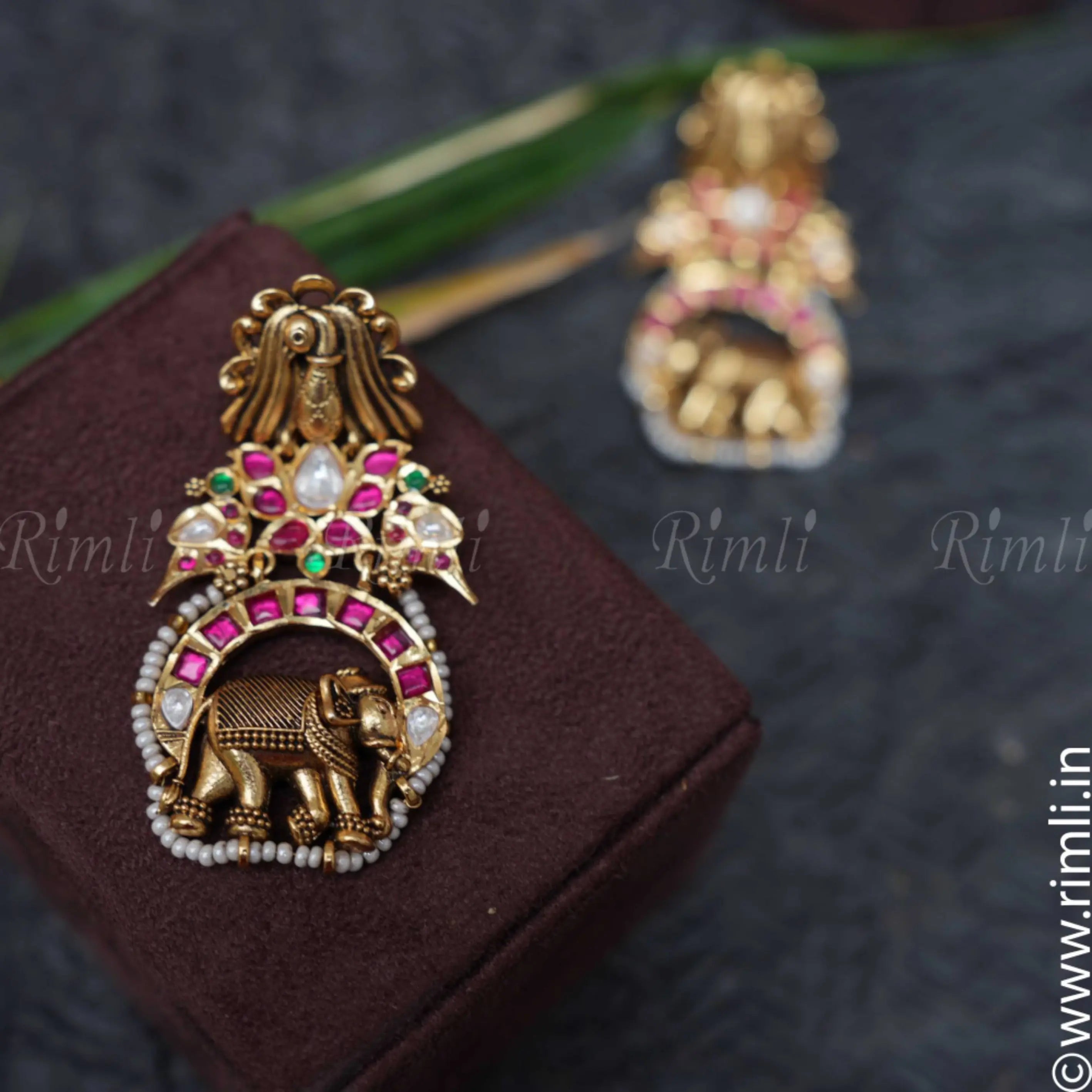 Laksha Antique Earrings - White - Rimli Boutique