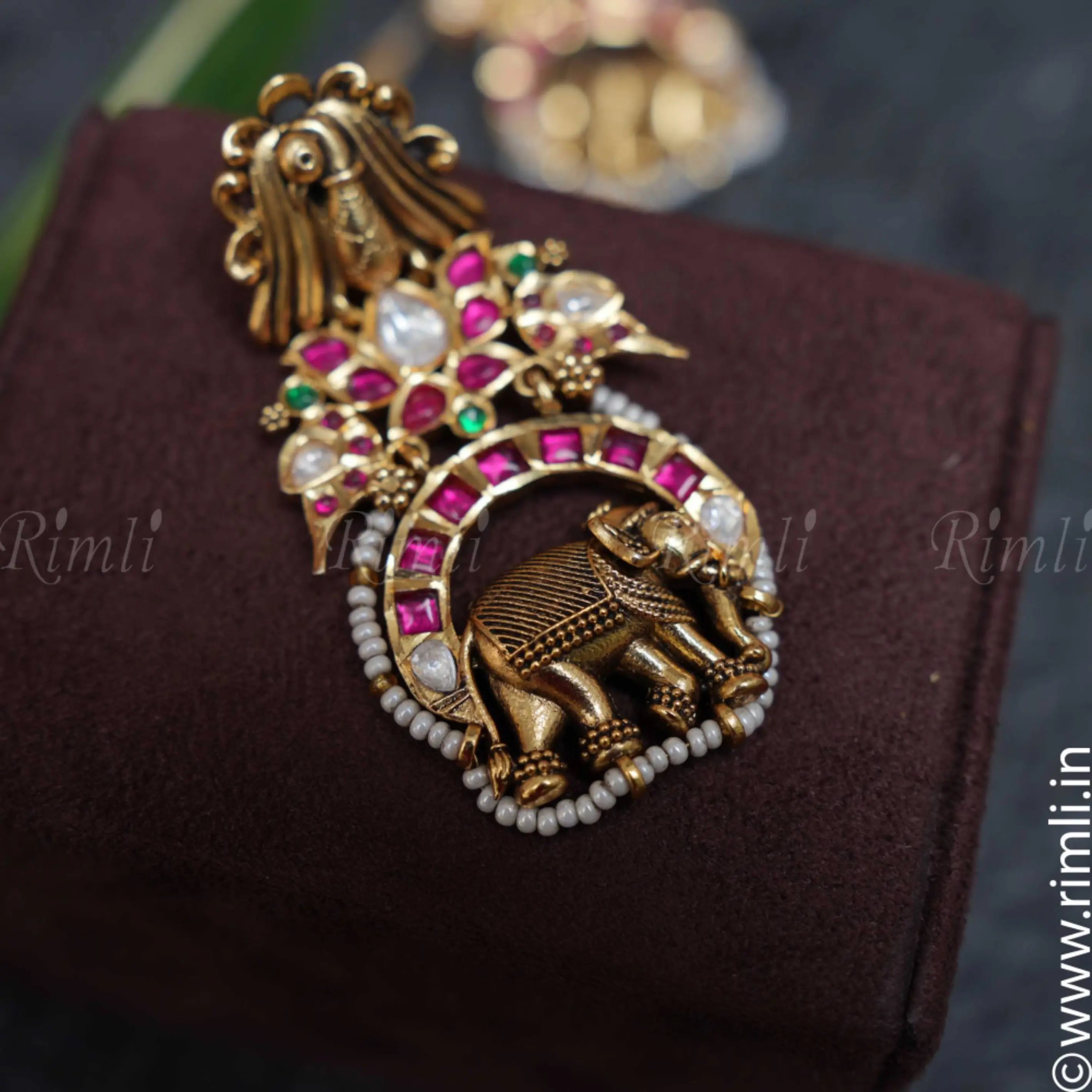 Laksha Antique Earrings - White - Rimli Boutique