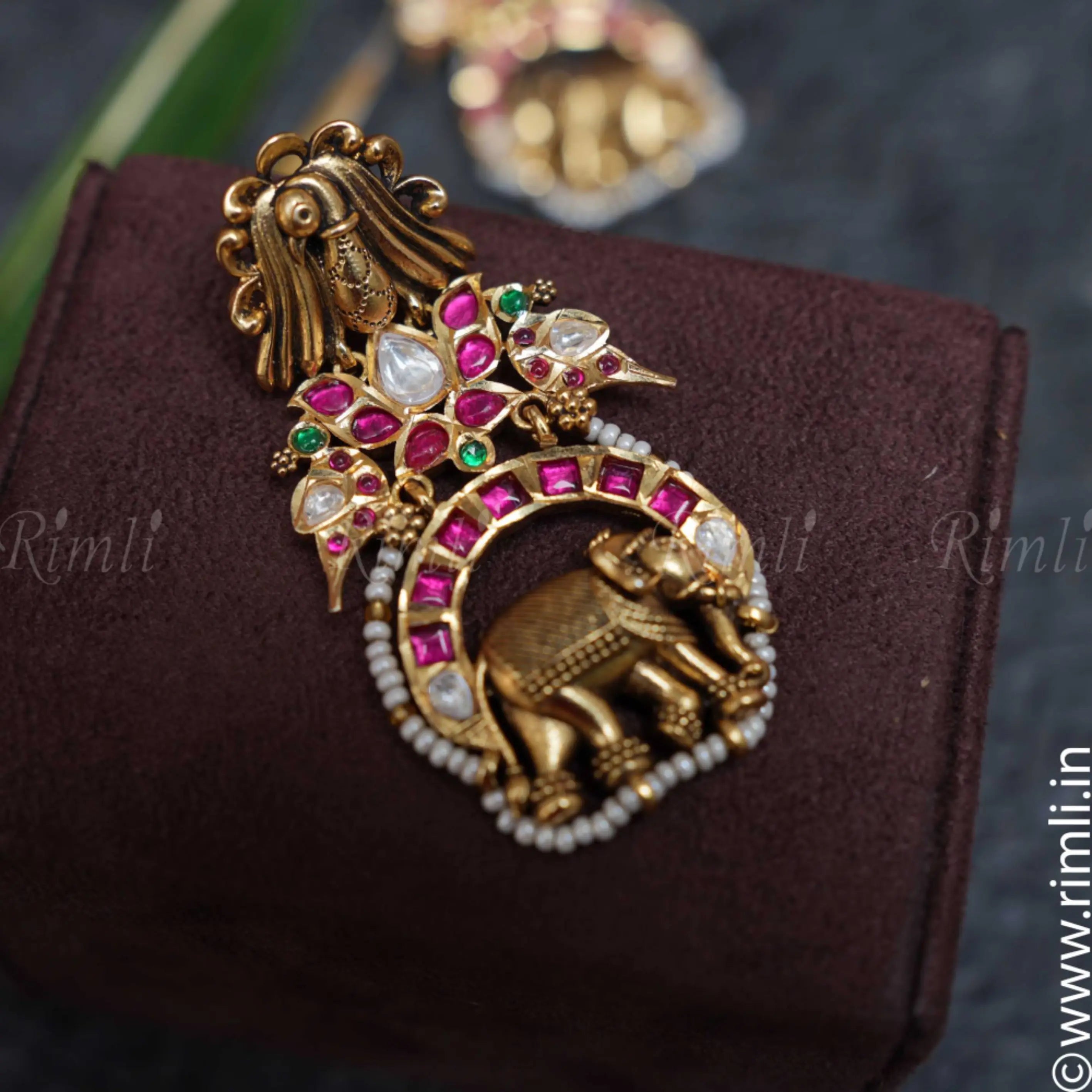 Laksha Antique Earrings - White - Rimli Boutique