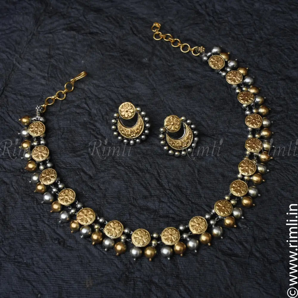 Amodini Silver Dual Tone Necklace - Rimli Boutique