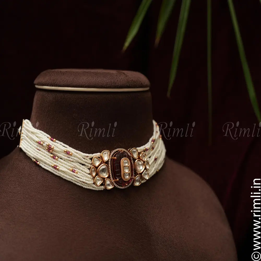 Gadhya Pearl Polki Choker - Rimli Boutique