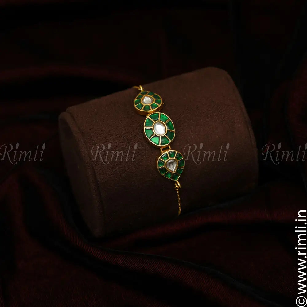 Sara Silver Bracelet - Green - Rimli Boutique