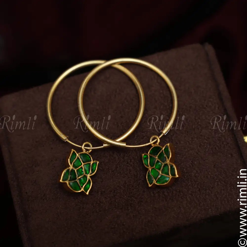 Vira Bali Silver Earrings - Green - Rimli Boutique