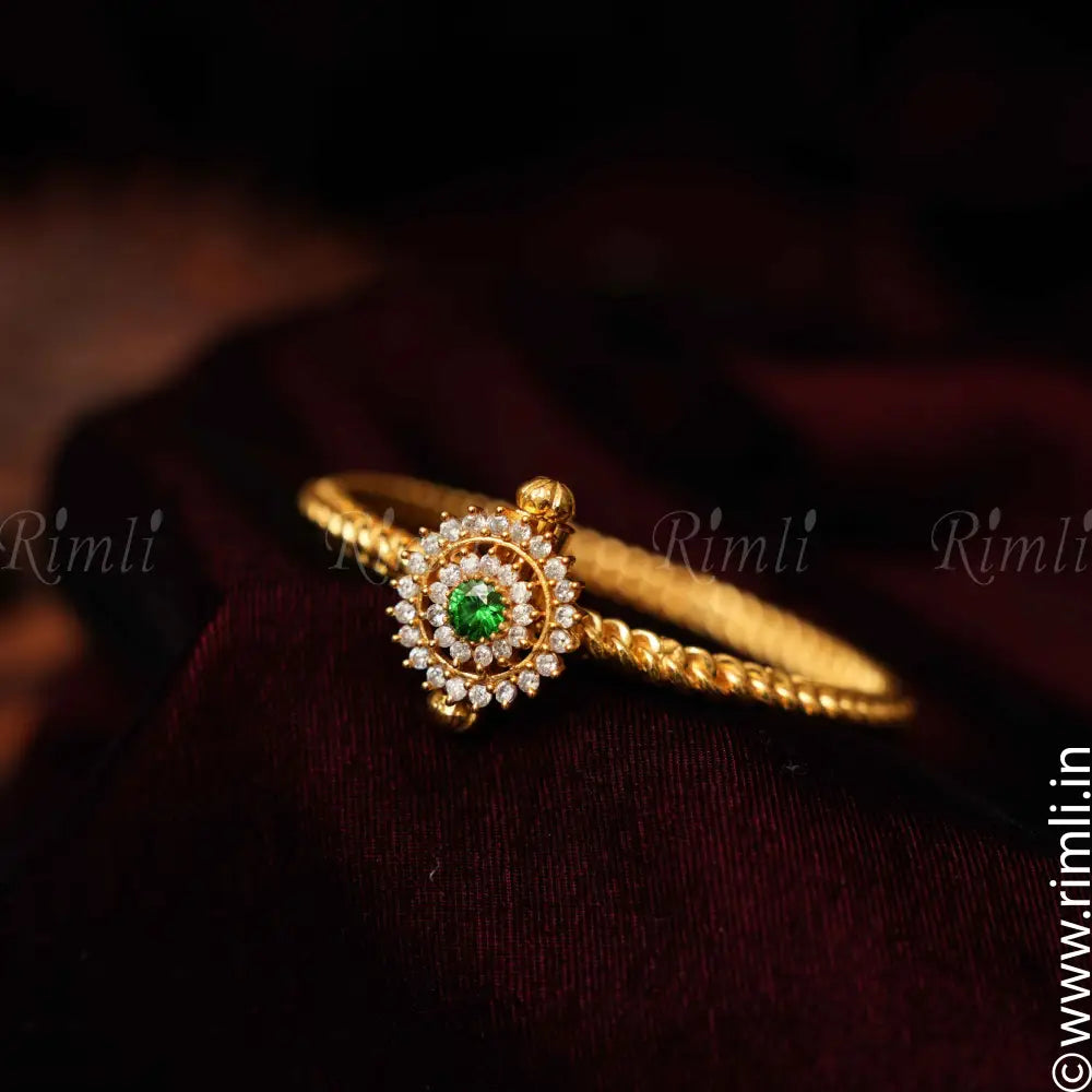 Ruhi Silver Bangle - Green - Rimli Boutique