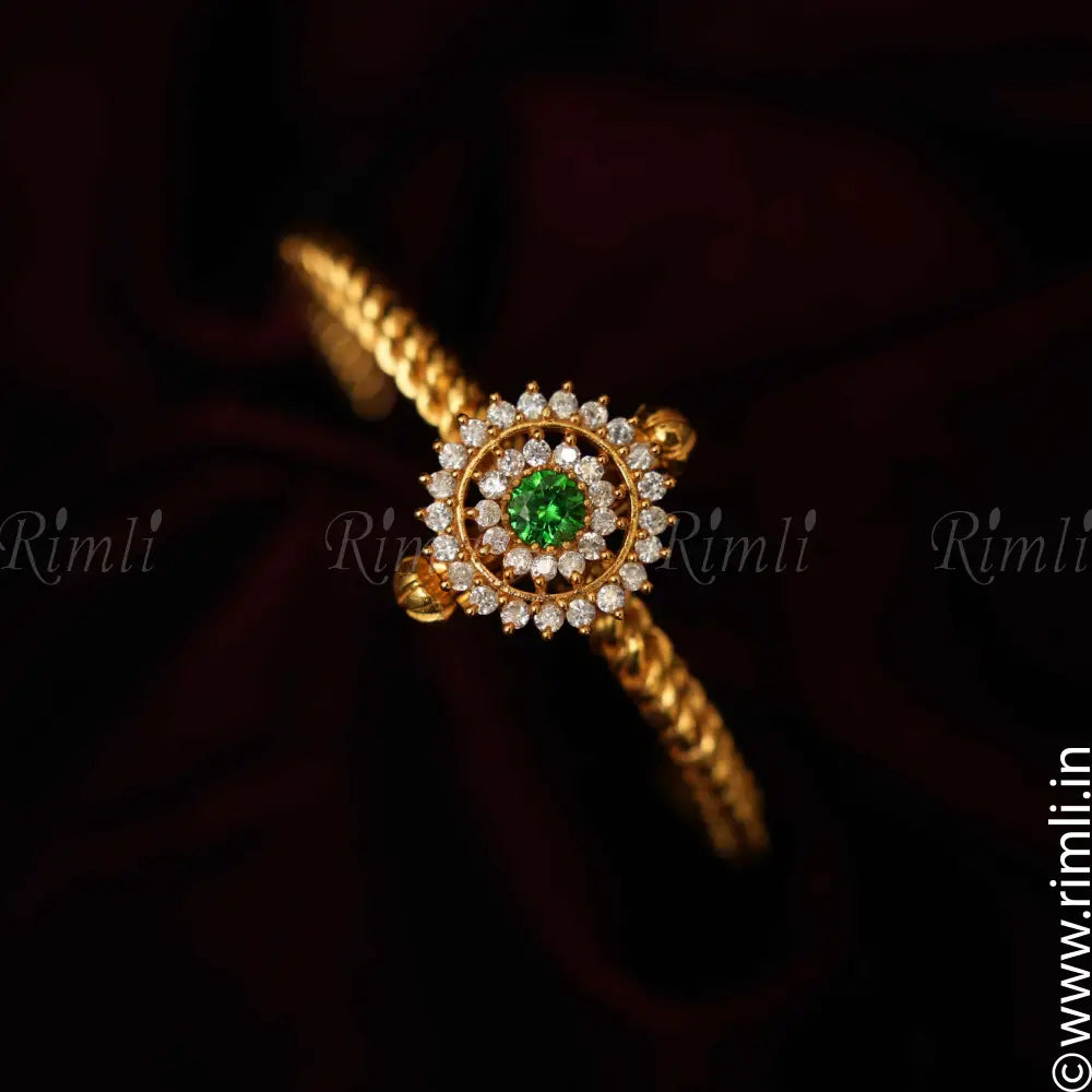 Ruhi Silver Bangle - Green - Rimli Boutique