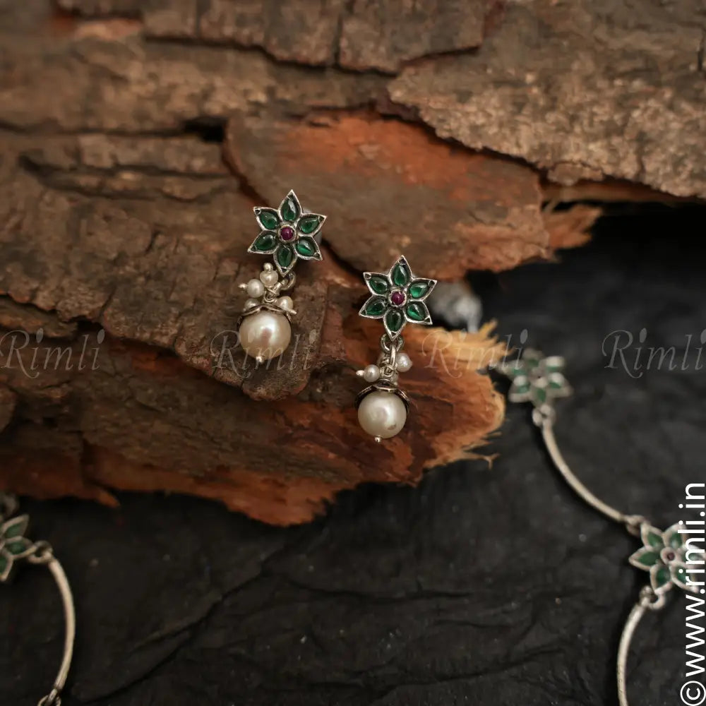 Tanisha Silver Necklace - Green - Rimli Boutique