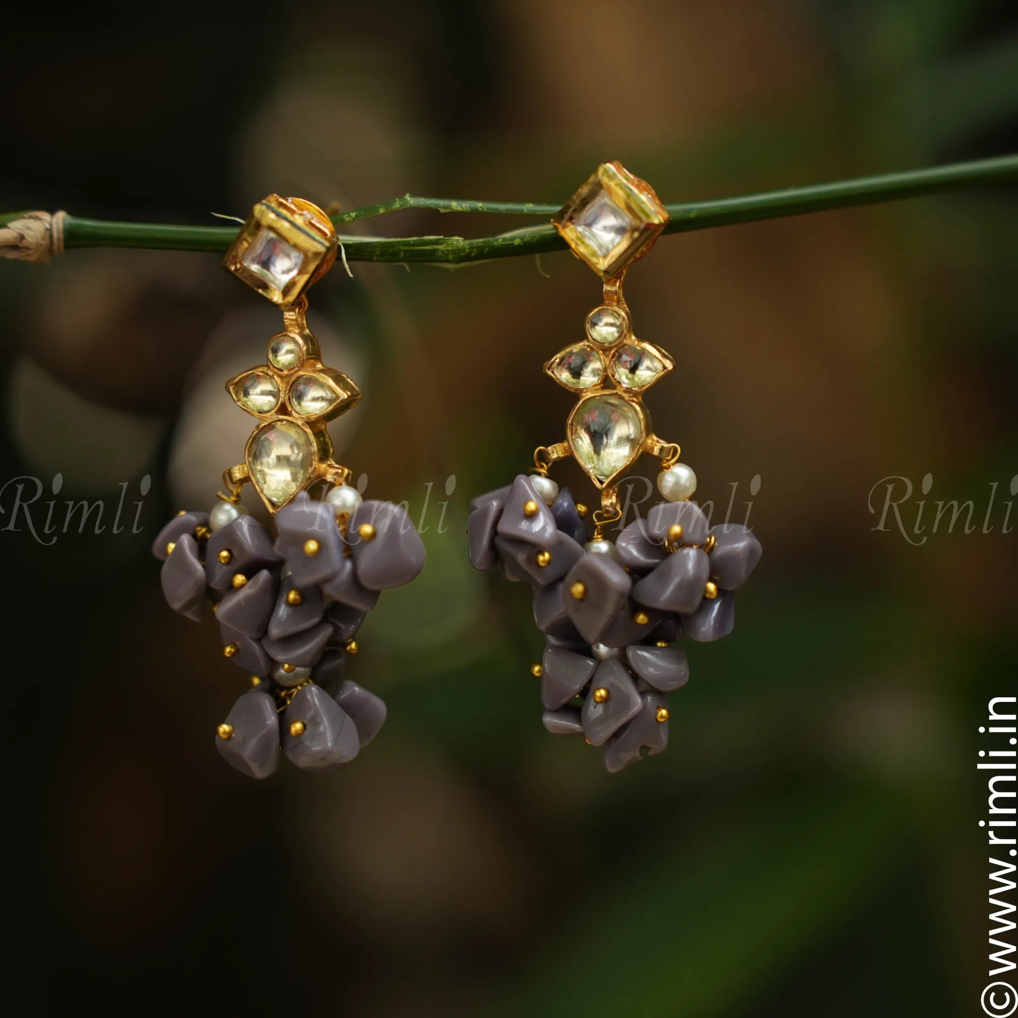Grey Cluster Earring - Rimli Boutique