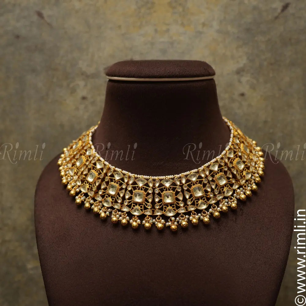 Hardvi Polki Necklace - White - Rimli Boutique