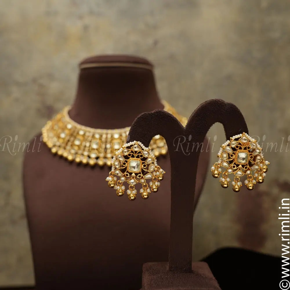 Hardvi Polki Necklace - White - Rimli Boutique