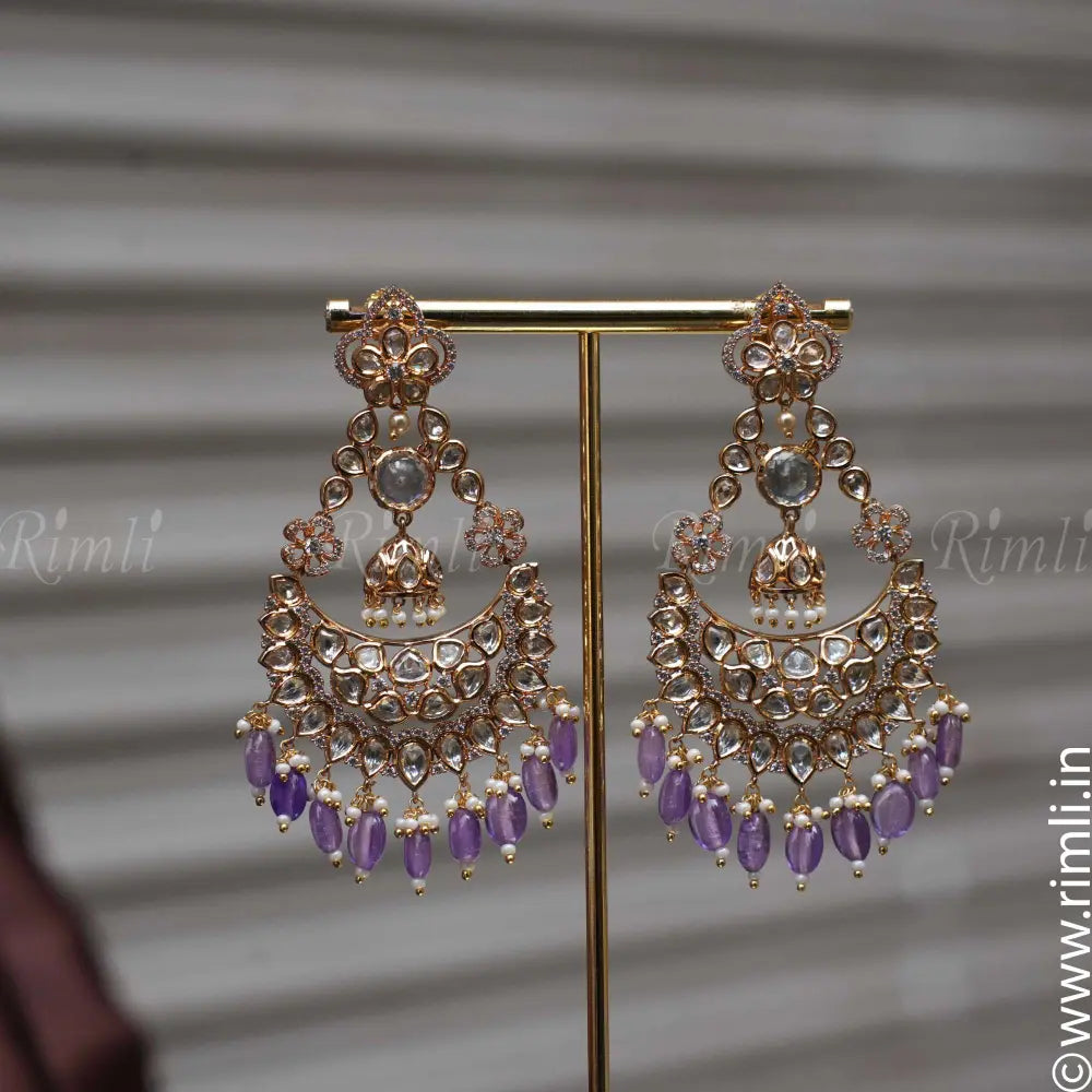 Aashitha Lilac Chandbali Earrings - Rimli Boutique