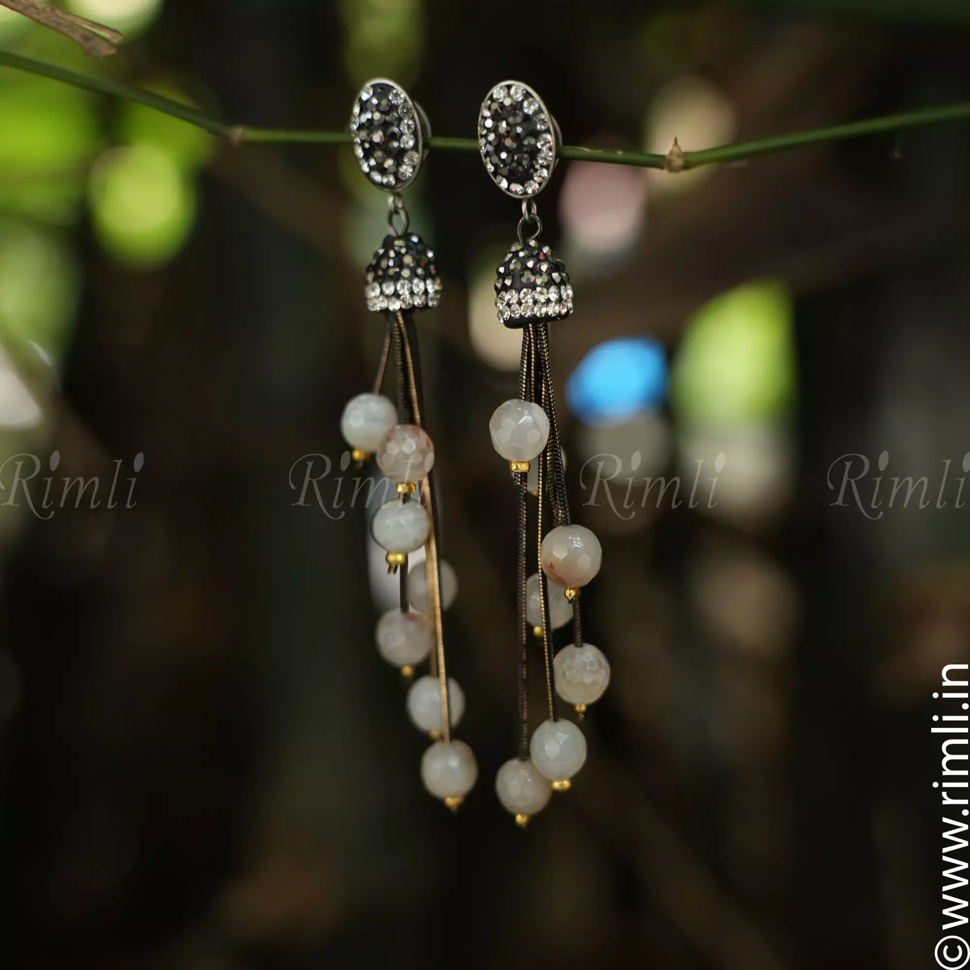 Abhaya Designer Earrings - Ivory - Rimli Boutique