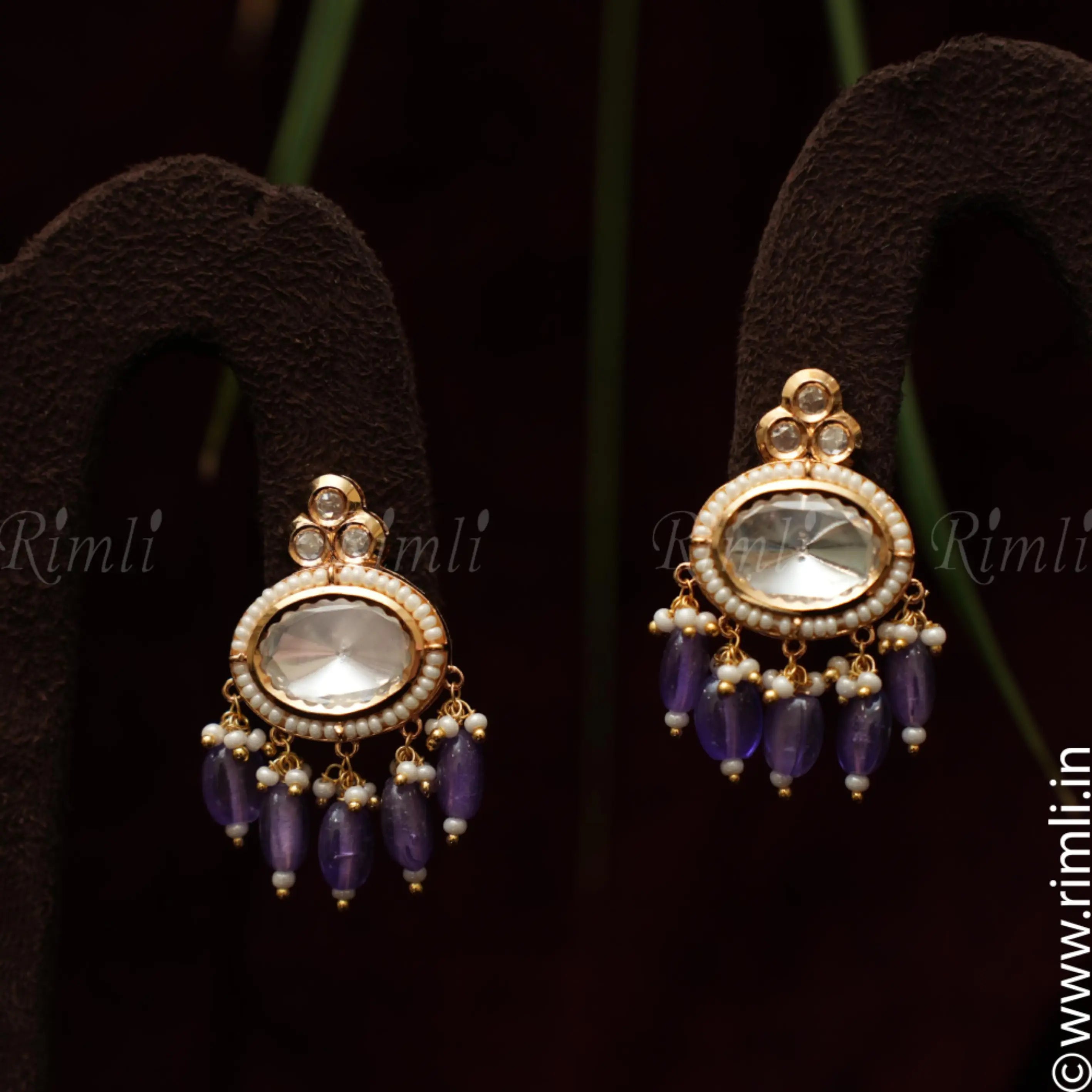 Kavia Polki Earrings - Lilac - Rimli Boutique