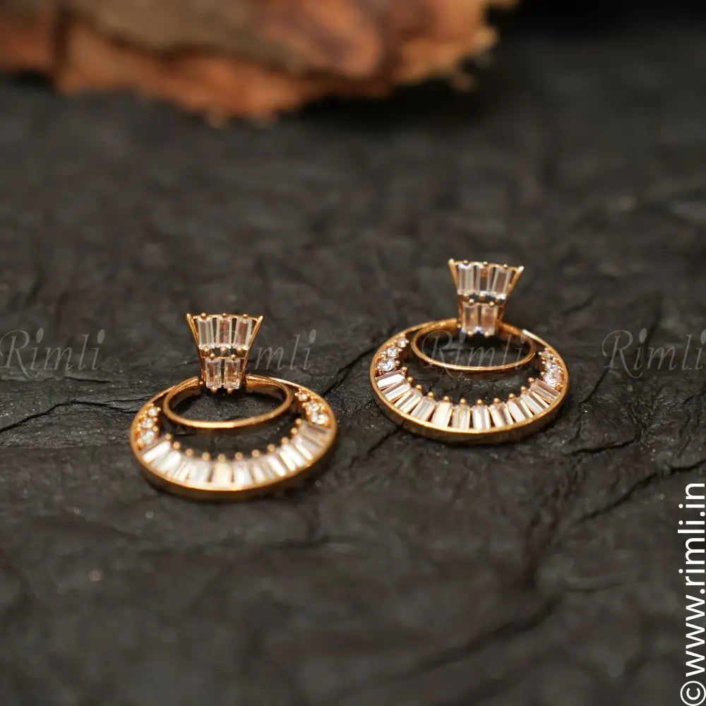 Kridha Zircon Designer Earrings - Gold