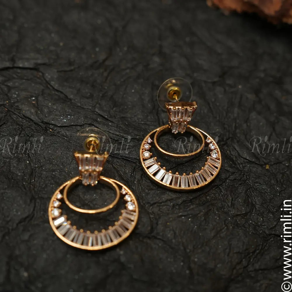 Kridha Zircon Designer Earrings - Gold