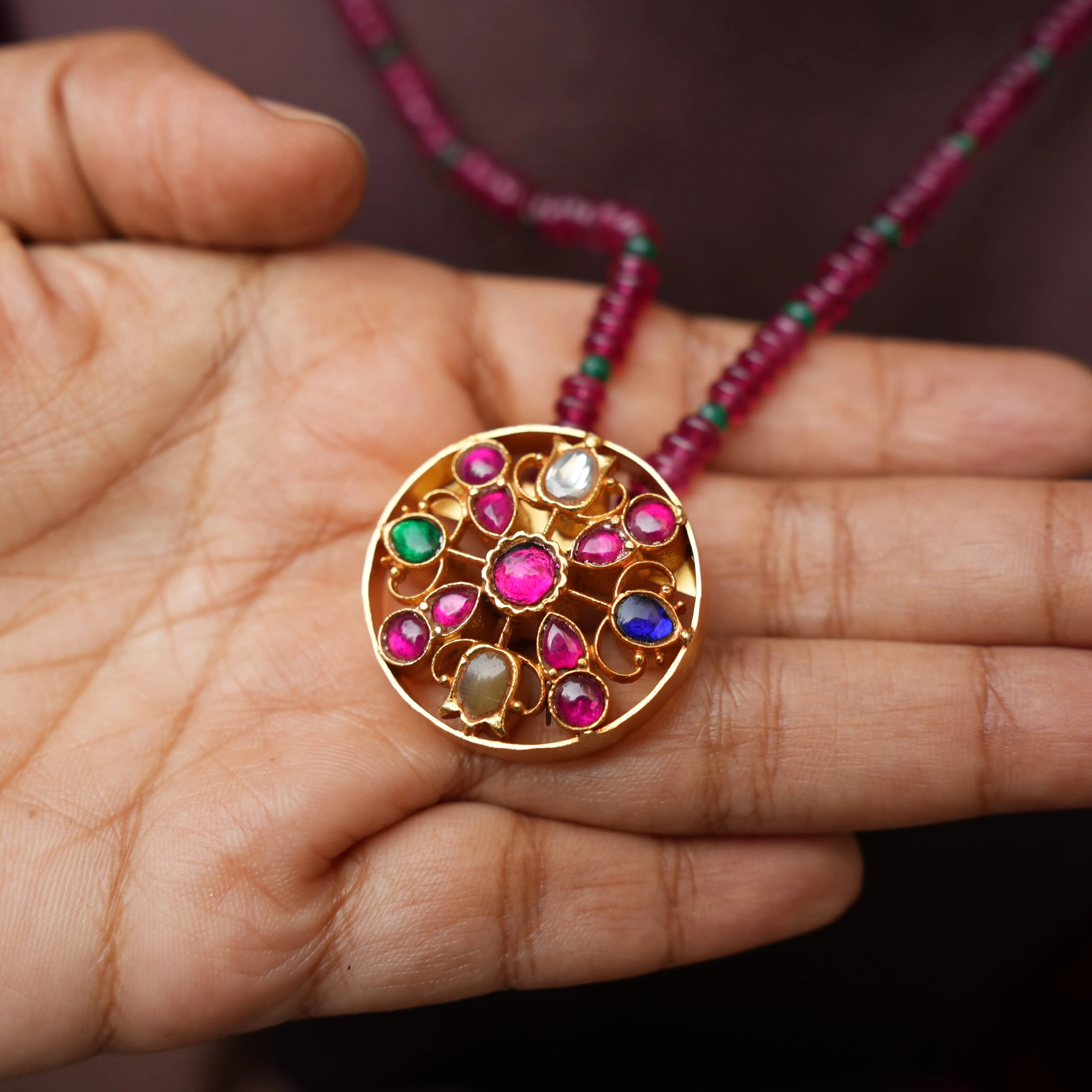Kritida Silver Necklace - Red - Rimli Boutique